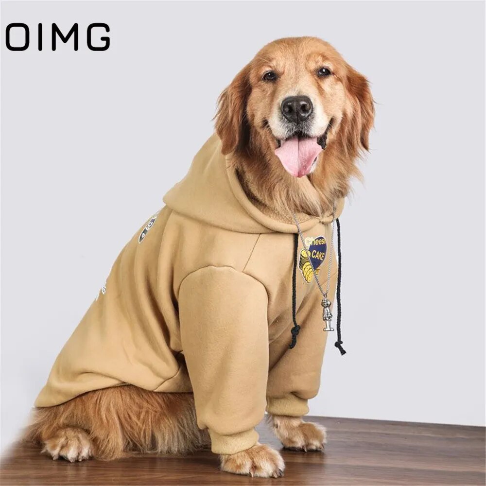 Winter Warm Big Dog Clothes Cheese Cake Printed Medium Large Dogs Hooded Sweater Golden Retriever Labrador Samoyed Hoodies Fashion Style