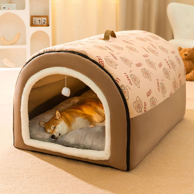 Big Dog Kennel Warm Winter Dog House Mat Detachable Washable Dogs Bed Nest Deep Sleep Tent for Medium Large Dogs House Supplies