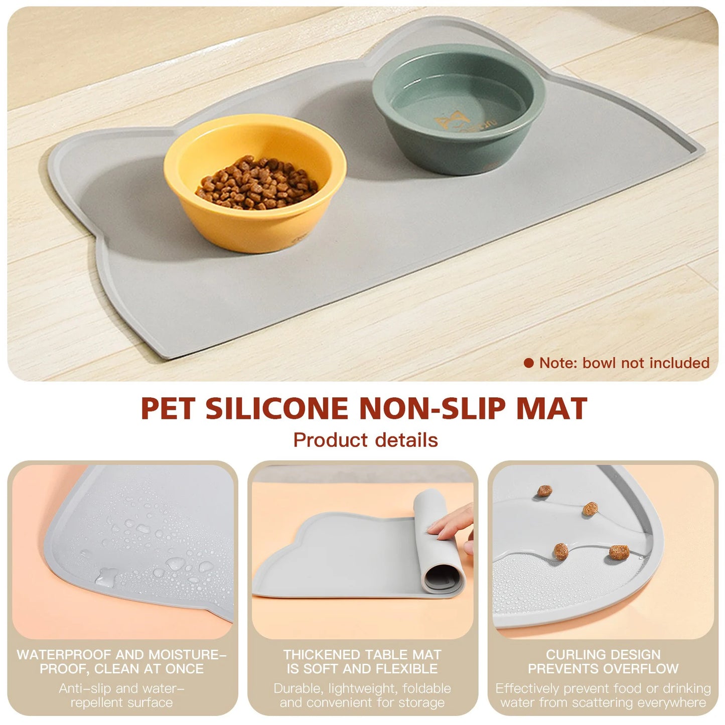 Tapis alimentaire en Silicone pour animaux de compagnie, Portable, étanche, anti-fuite, antidérapant, coussin de bol, articles pour chats et chiens, 2024