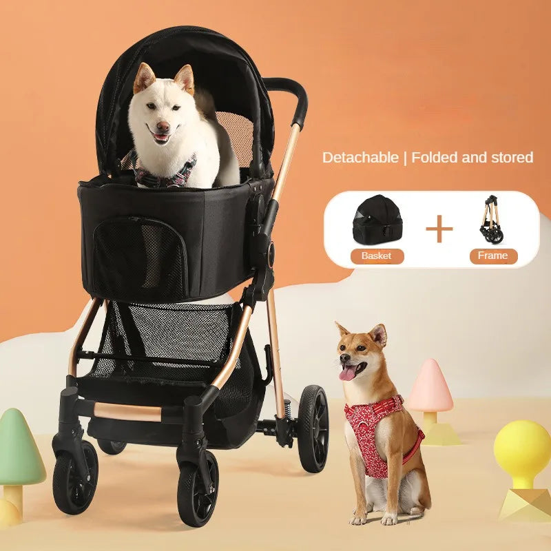 Cochecitos para mascotas, tubo de aluminio, carrito de viaje para mascotas, bolsa de separación, cochecito plegable para perros, cochecito para mascotas, asiento de coche para perros, cubierta de carrito, portador