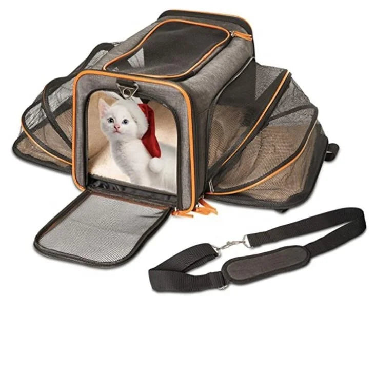 Transportín de viaje para perros y gatos pequeños, aprobado por aerolínea, cojín de malla para ventana de felpa suave, jaulas de lujo para mascotas, bolsa para perrera