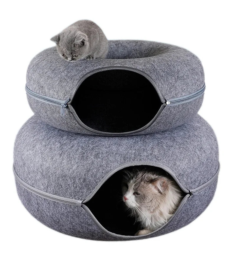 Túnel de Gato Donut, juego interactivo, cama para gato de juguete, doble uso, hurones, cama de conejo, túneles, juguetes de interior, casa para gatos, juguete de entrenamiento para gatitos