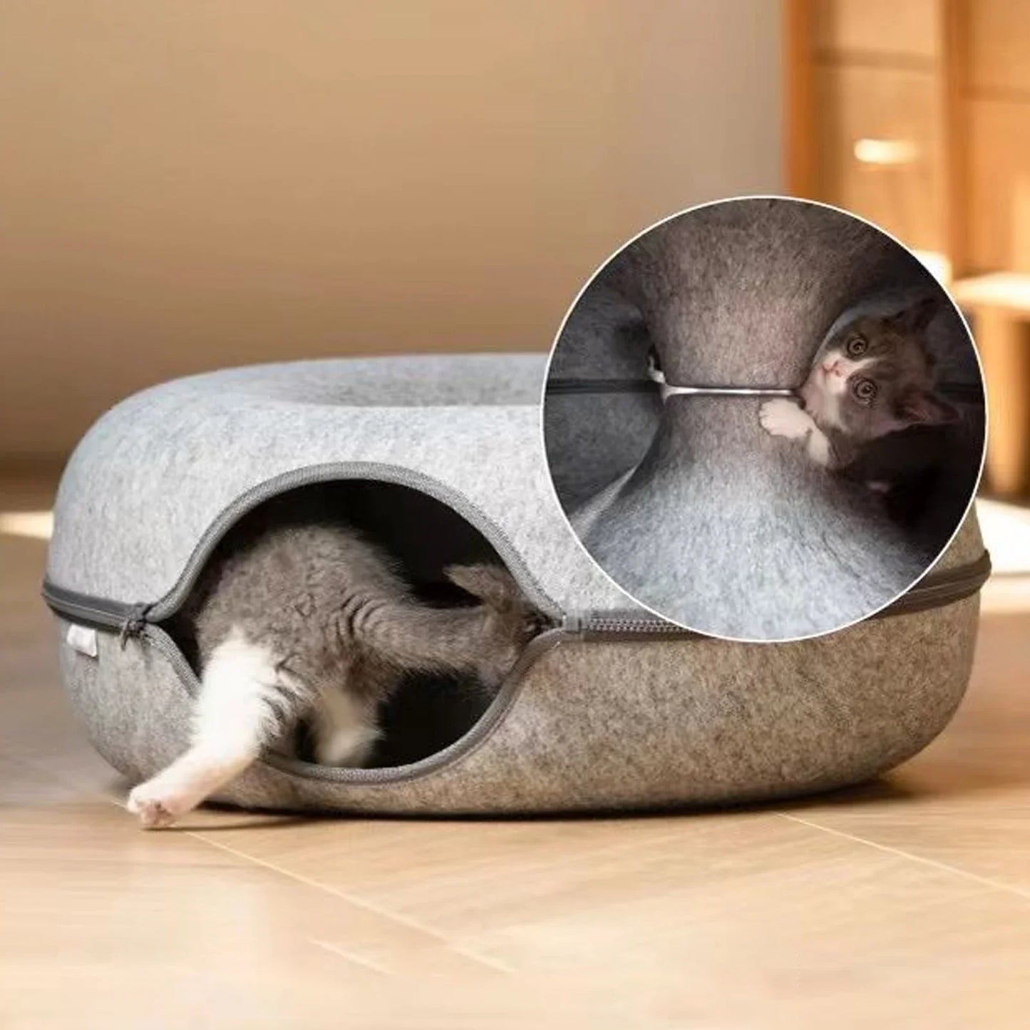 Túnel de Gato Donut, juego interactivo, cama para gato de juguete, doble uso, hurones, cama de conejo, túneles, juguetes de interior, casa para gatos, juguete de entrenamiento para gatitos