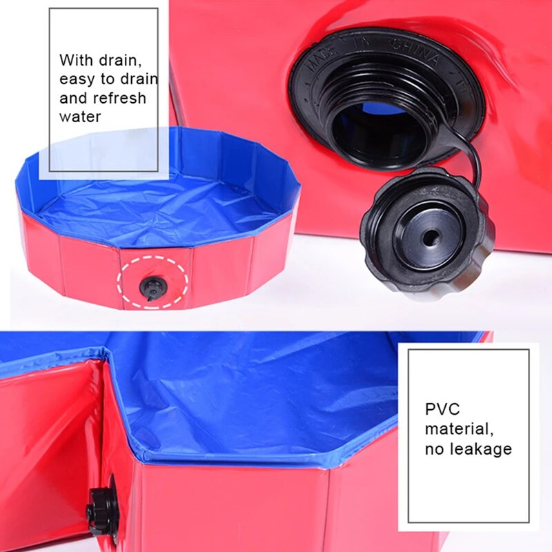 Piscina plegable para perros, piscina de bolas para niños, interior, exterior, verano, baño fresco, bañera de lavado, 60-80 cm de diámetro, accesorios portátiles para bañera de baño para mascotas