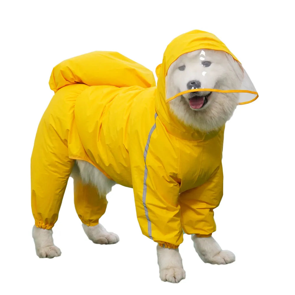 Chubasquero para perros grandes, chaqueta impermeable con capucha y cubierta trasera extraíble, ropa para mascotas Husky Samoyedo