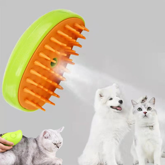 Cepillo de vapor para perros, cepillo eléctrico para el pelo de gatos con pulverizador, cepillo de vapor para perros 3 en 1 para masaje, cuidado de mascotas, eliminación de pelo enredado y suelto