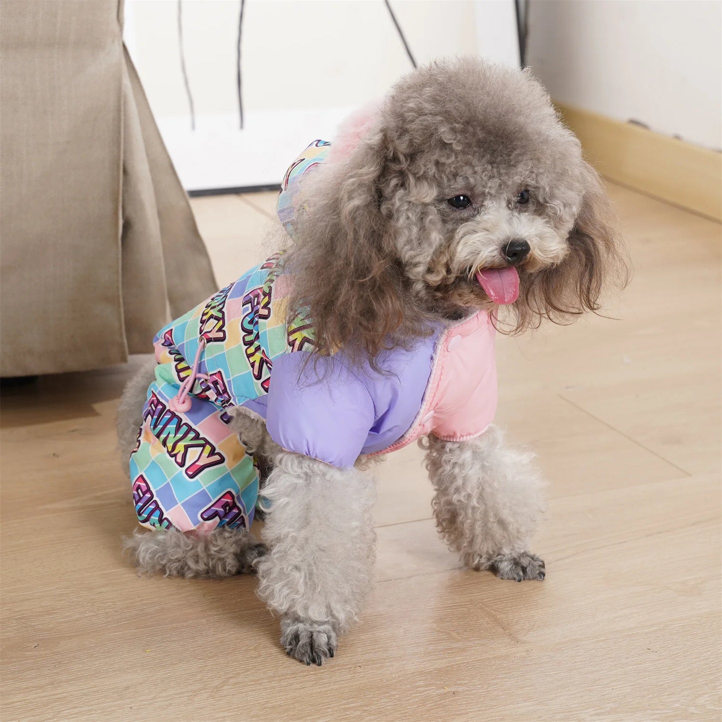 Ropa de invierno para perros pequeños, abrigo rosa muy cálidas para perros con Cuello de piel esponjoso, mono impermeable a prueba de viento para cachorros