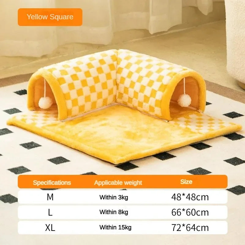 Cute Cat Bed Toy Tunnel Arctic Velvet Thickened Skin-friendly Comfortable Cat Bed Deep Sleeping Pet Mat Cat Accessories