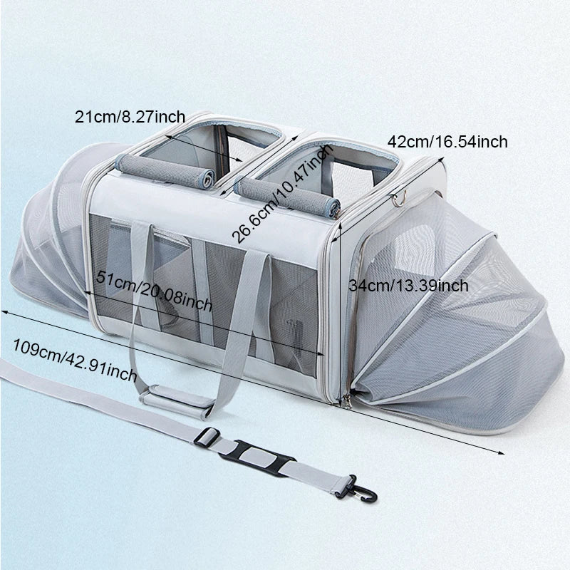 Cubierta de carrito desmontable para mascotas, bolsa Universal para perros y gatos, transportador para gatos expandible grande con ruedas, transportador para mascotas de doble capa