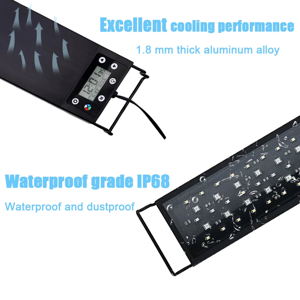 Lampe LED pour Aquarium 30-60cm, éclairage à spectre complet 24/7, décoration d'aquarium, lampe de croissance de plantes aquatiques, étanche IP68, 100V-240V