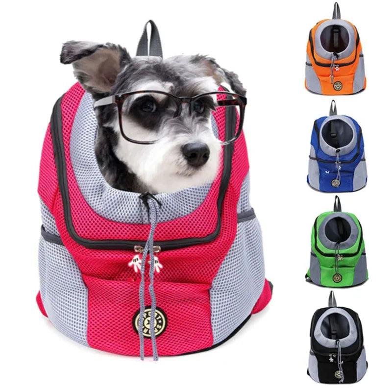 Nueva mochila de viaje portátil de doble hombro, bolsa de transporte perro al aire libre, bolsa frontal para perro, mochila de malla