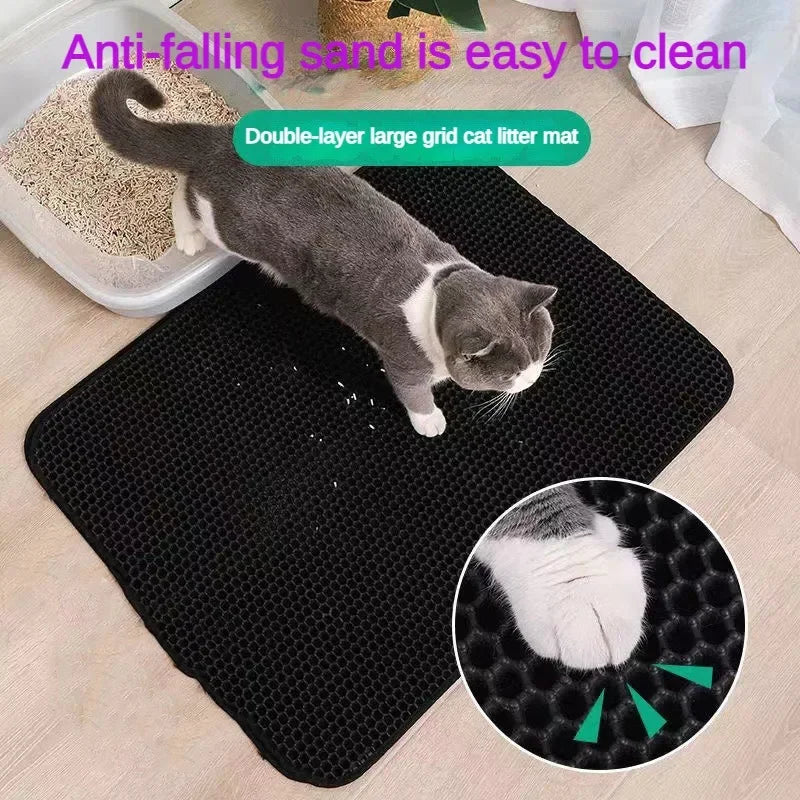 Tapis de litière pour chat, imperméable et antidérapant, Double couche, boîte pour animaux de compagnie, accessoire EVA, coussin, boîte de rembourrage, fournitures de tapis de sable pour chat