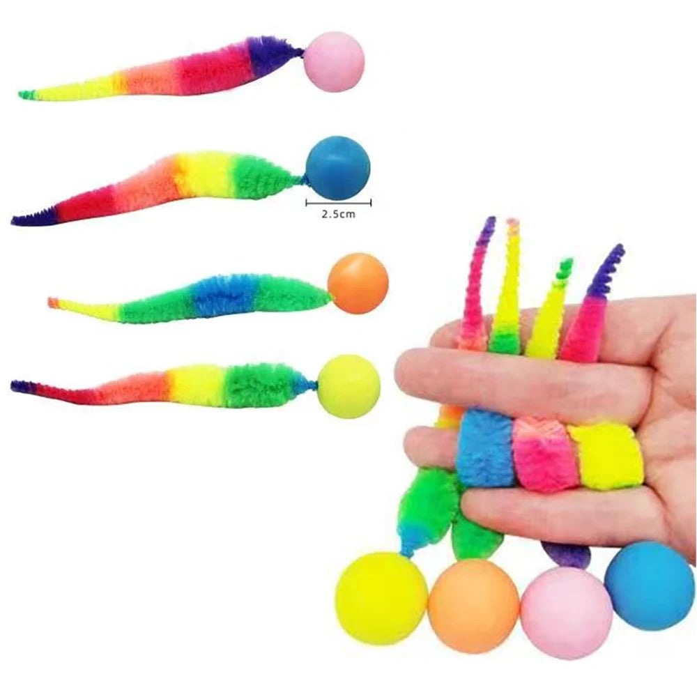 Juguetes interactivos para gatos, cosquillas para gatos, pelota que rebota colorida, suministros para mascotas, rompecabezas, juguete elástico para gatos de interior, oruga