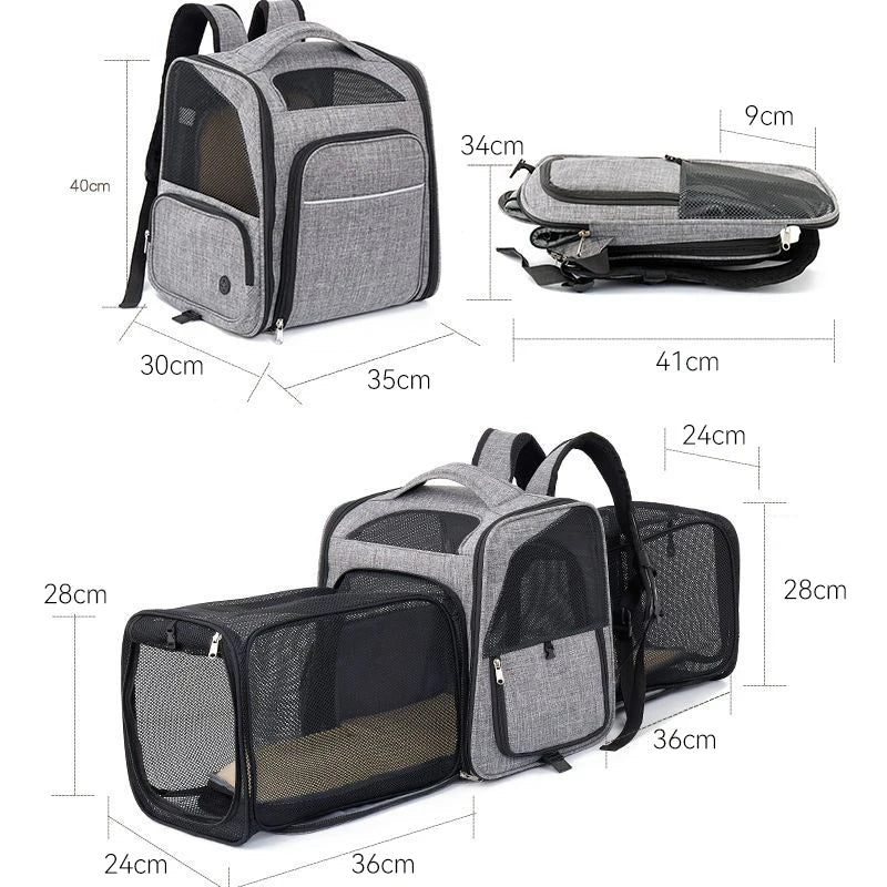 Cat Carrying Bags Breathable Pet Outgoing Travel Backpack Expandable Puppy Kitten Carriers Foldable Cats Large Capacity Bag