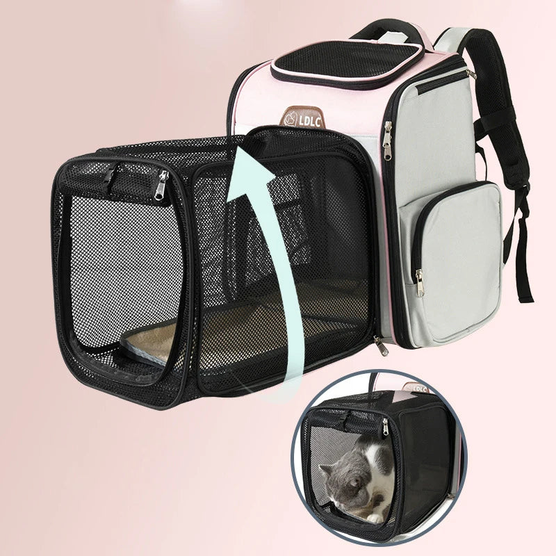 Expandable Cat Carrier Backpack Large Capacity Puppy Dogs Breathable Carrying Bags Small Pet Foldable Outdoor Travel Backpacks