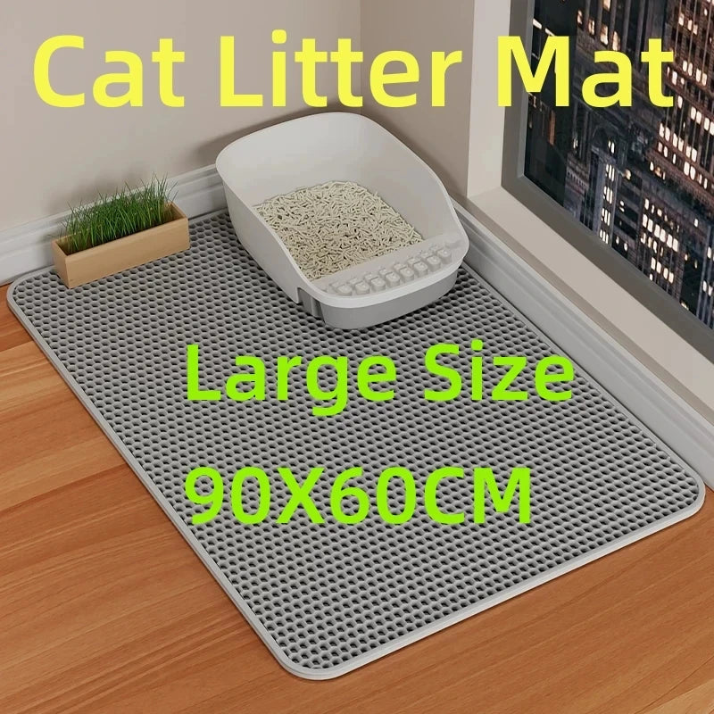 90X60CM Cat Litter Mat Waterproof Double Layer Pet Litter Box Mat Pet Toilet Cat Mat Nonslip Sand Cat Washable Mat Pet Clean