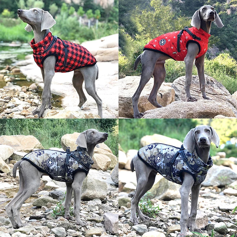 Chaqueta para perros grande con arnés, ropa cálida de invierno para perros Labrador, abrigo impermeable para perros grandes, trajes de Bulldog Francés Chihuahua