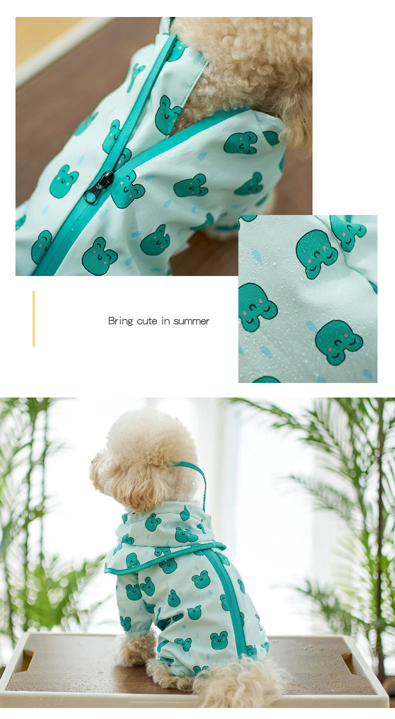 Chubasquero para perros pequeños, chaqueta impermeable con estampado bonito para mascotas con capucha transparente, abrigo de lluvia totalmente cubierto para cachorros y patos