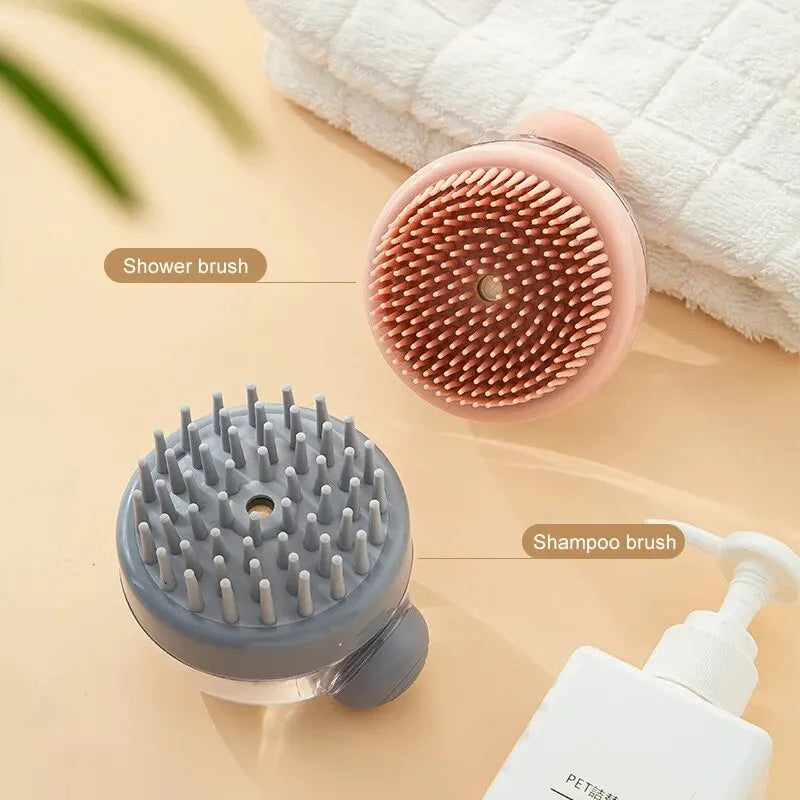 Brosse de bain en Silicone souple pour animaux de compagnie, avec distributeur de shampoing, Massage doux pour le toilettage et le nettoyage de la fourrure et des cheveux, 1 pièce