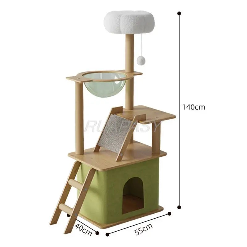 Plataforma de salto para gatos grande, juguetes de árbol para gatos de varios niveles, poste de condominio, nido de percha acogedor, torre rascadora, árbol trepador para cama de gato