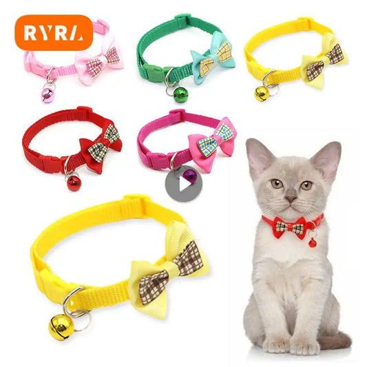 Collar para mascotas con campana, huella de dibujos animados, colorido, perro, cachorro, gatito, Collar ajustable con anillo de campana de seguridad, accesorios para mascotas