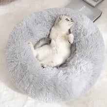 Winter Warm Long Plush Pet Bed Cat Super Soft Bed for Dogs Kennel Round Sleeping Puppy Cushion Mat Portable Cat Dog Nest Bed