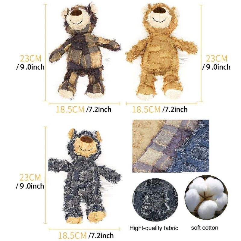 Oso de peluche para mascotas, juguete de sonido, juguetes interactivos de felpa para perros, molienda, limpieza de dientes, juguete antimordida, oso, suministros para mascotas