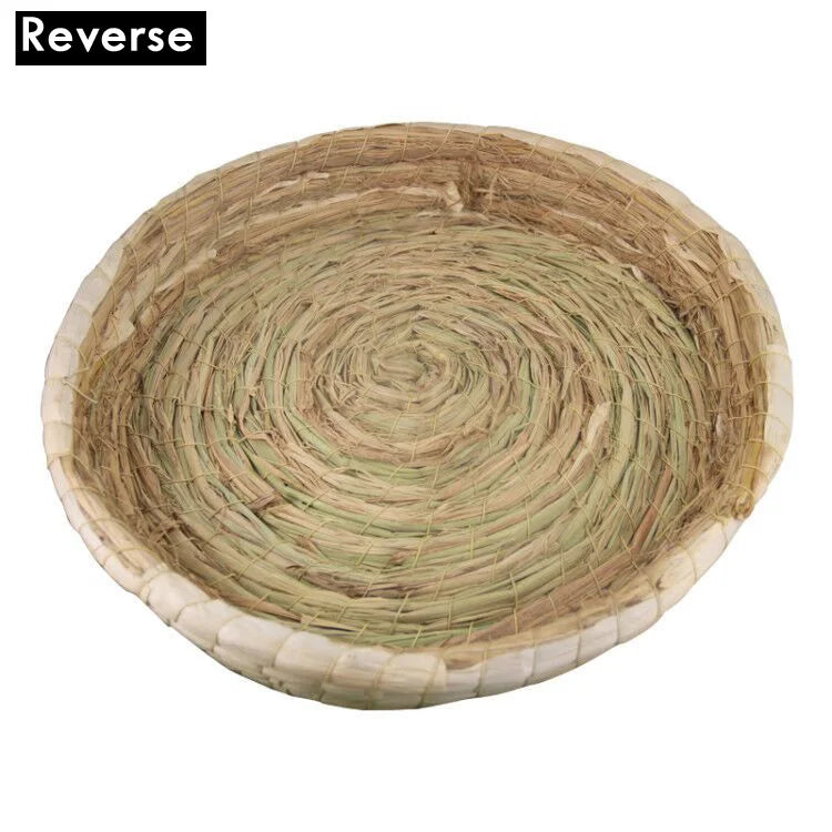 Straw Woven Cat Bed Bird Nest Cat Scratching Board Bowl-Shaped Pet Nest Cat Toy Supplies Hand-Woven Puppy Kennel Cat Straw Bed