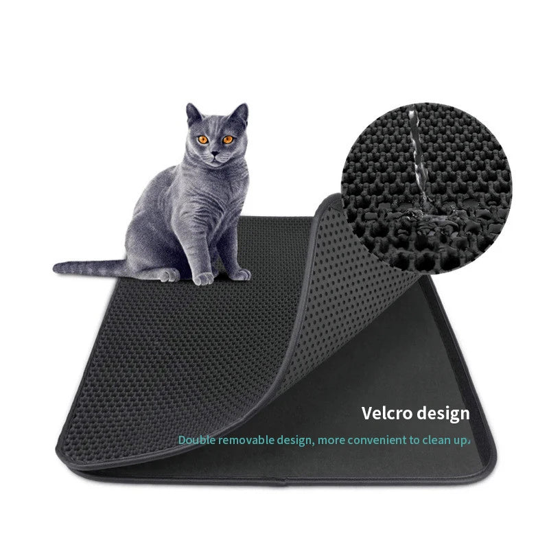 Tapis de litière EVA Double couche pour chat, imperméable et antidérapant, filtre de bassin de sable, matelas lavable pour chaton et chien, tapis de sol, fournitures de nettoyage pour animaux de compagnie