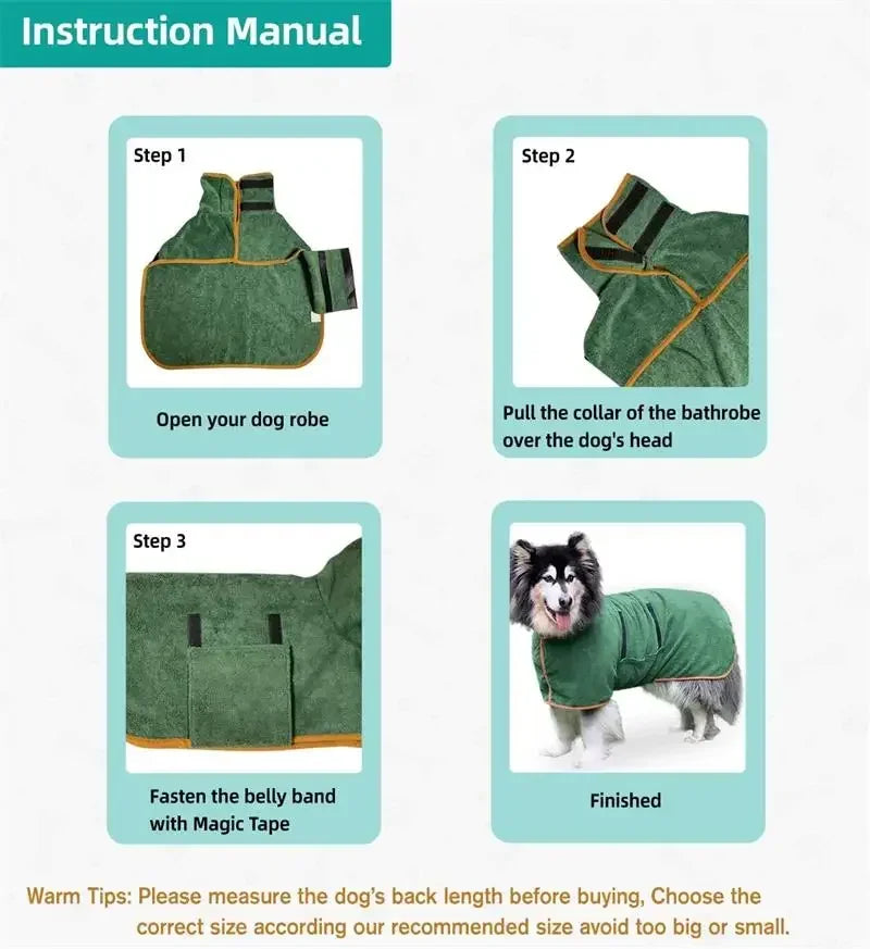 Albornoz para perros, abrigo de secado para mascotas, ropa de microfibra, toalla de playa absorbente para perros grandes, medianos y pequeños, accesorios para perros de secado rápido