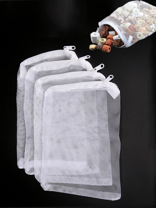 10Pcs Aquarium Filter Bags Reusable Fine Filter Media Bags With Zipper For Fresh Saltwater Tanks Resins Filter Activated Carbon