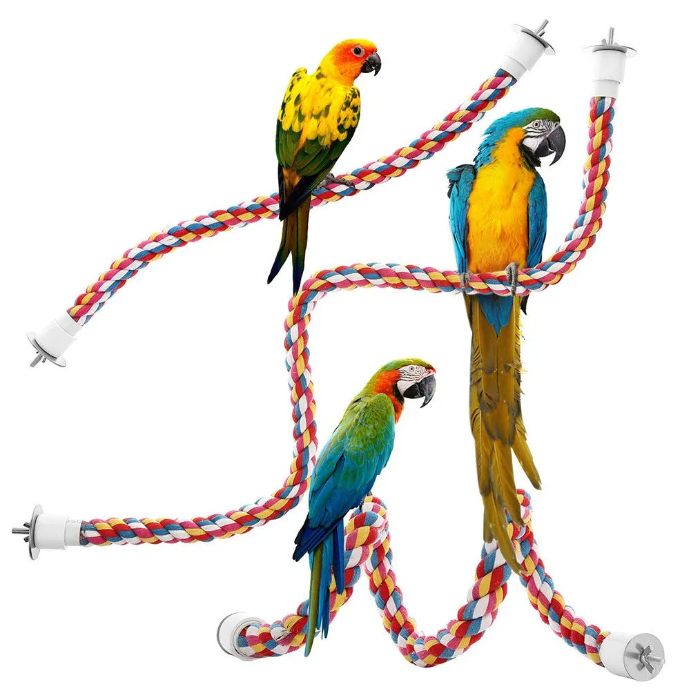 Juguetes de pie para pájaros y loros, cuerda de algodón, juguete colorido, perchas para masticar para jaula de pájaros, cuerda de algodón, accesorios para pájaros, herramienta duradera para el cuidado de mascotas