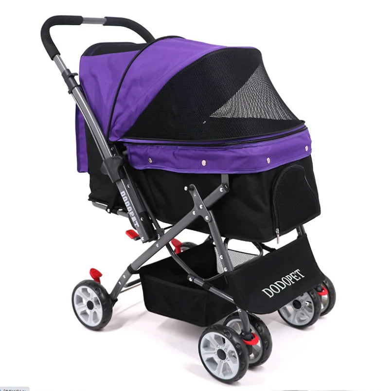 25kg grandes roues luxe facile à plier à une main voyage poussette pour animaux de compagnie chariot pliant transporteur