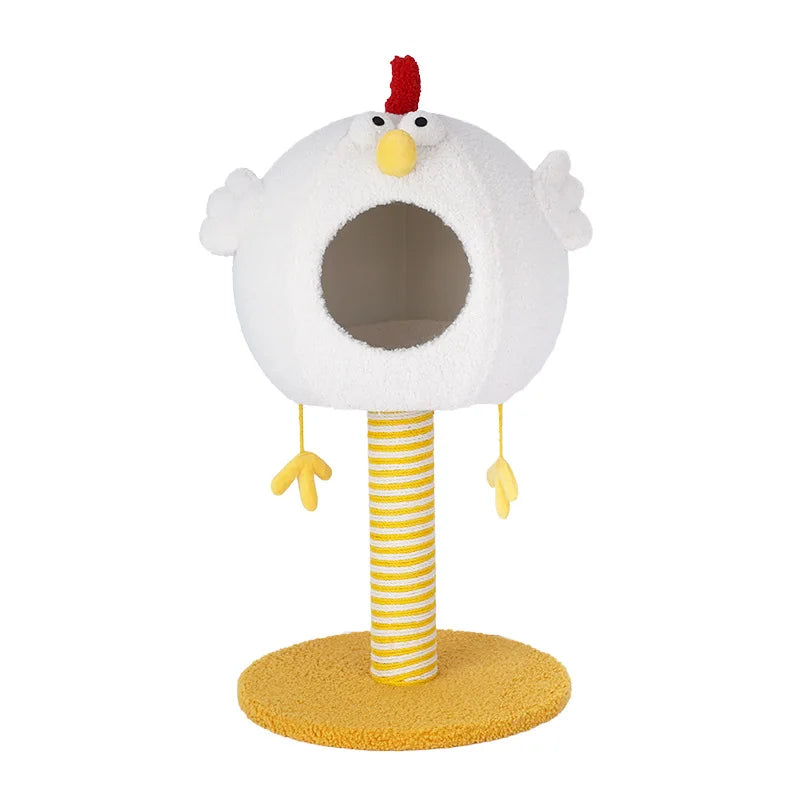 Postes rascadores para gatos con forma de pollito, casa de descanso para dormir para mascotas, casa rascadora para gatos, muebles multifuncionales para rascar gatos, cama de juguete