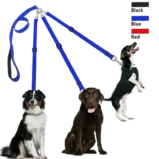 Laisse pour chien à 3 voies, ceinture de sécurité de voiture réglable pour la marche en plein air, les voyages en voiture, la randonnée et le camping, sans traction