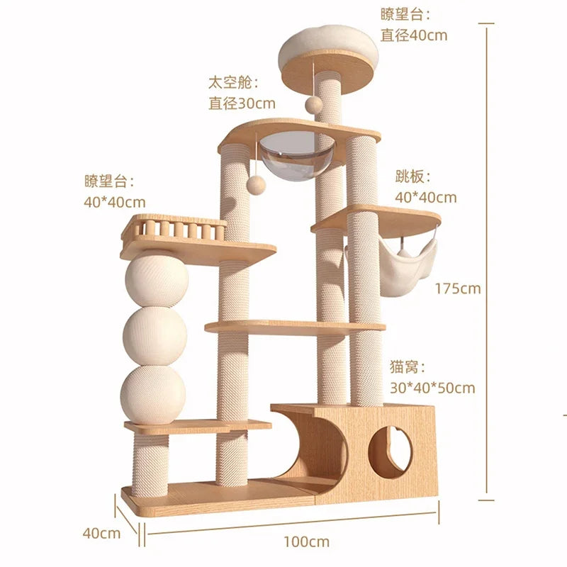 Tower Tree Cat Scratcher Toy Stairs Luxury Large Playground Villa Cat Tree Climbing Set Gato Pet Products