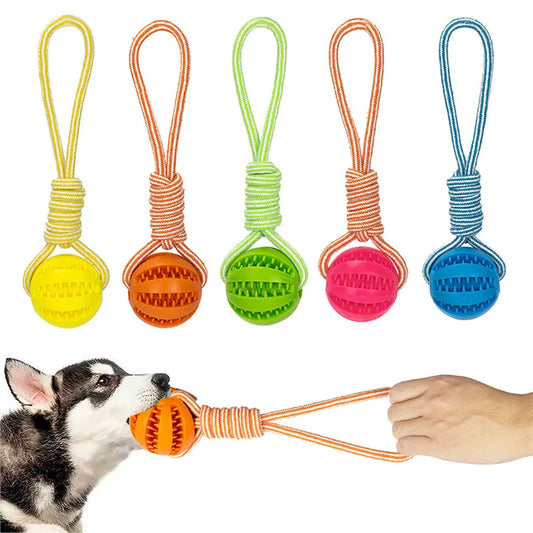 Juguetes para perros, bolas interactivas de cuerda de cáñamo, bolas de goma con fugas para perros pequeños, juguetes resistentes a mordeduras, Limpieza de dientes para mascotas