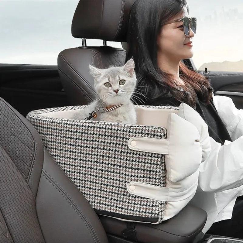 Accoudoir de voiture pour chat, nid de lit pour animal de compagnie, siège de voiture pour chien, contrôle central, transport, protection de transport pour petit chien, chiot, housse de siège de voiture