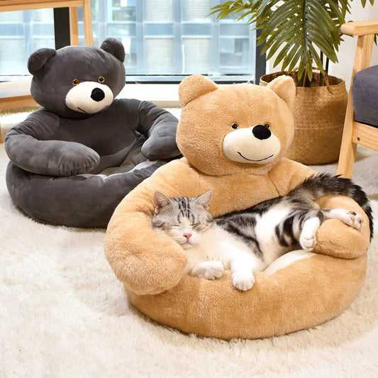 Cama de perro de oso de peluche gigante, cama de perro mediana de felpa de invierno, muebles, cojín para gato, sofá para cachorro, colchón para dormir, suministros para cachorros y mascotas