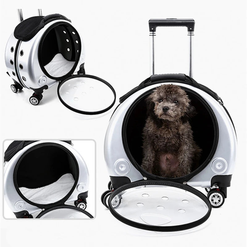 Bolsa de viaje con carrito para mascotas, bolsa transportadora para gatos, mochila transpirable para mascotas, bolsa portátil para gatos, mochila para perros, mochila para gatos de gran espacio