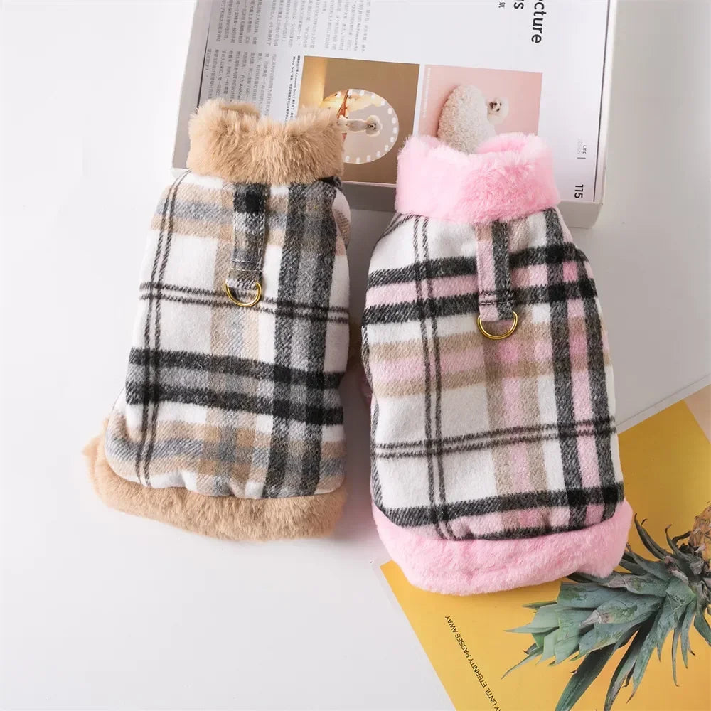 Winter Yorkie Clothes Plaid Warm Puppy Soft Dog Small Coat Vest For Kitten Cats Chihuahua Pet Jacket Dogs Sweatshirt Fashion Style