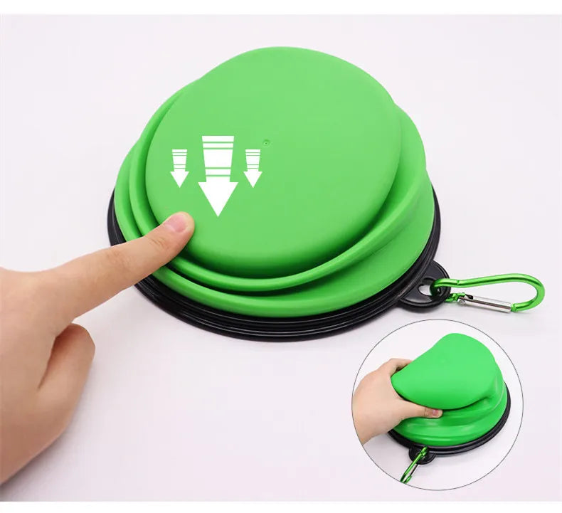 Cuenco plegable de silicona para mascotas, contenedor de comida portátil para cachorros, alimentador plegable para perros que acampan al aire libre, 350ML