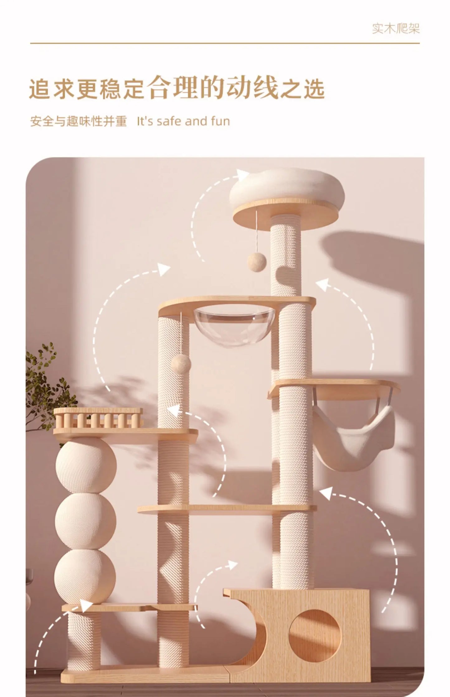 Tower Tree Cat Scratcher Toy Stairs Luxury Large Playground Villa Cat Tree Climbing Set Gato Pet Products