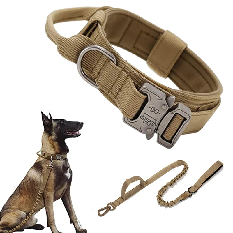 Collar para perro, juego de correa táctica duradera, Collar militar ajustable para mascota, correa para perro mediano y grande, accesorios de entrenamiento para pastor alemán