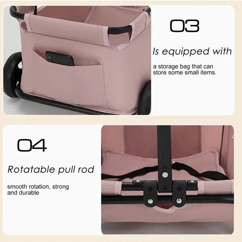 Stroller for dogs Rolling cat carrier Pet Carrier 4 wheels lightweight folding trolley Dog trolley for outings Shopping walks