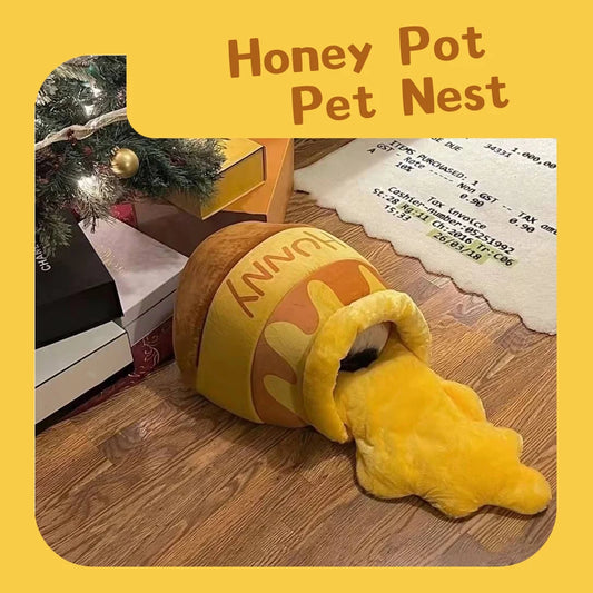 Hanpanda Cute Honey Jar Cat Bed Cartoon Honey Jar Shapped House For Cat Warm Cat House Cat Rug Soft Pet House For Small Cats Dog