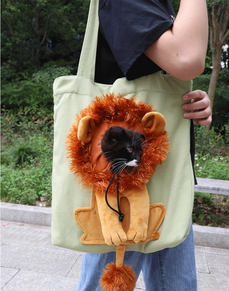 Sac à bandoulière en forme de Lion, transporteurs à côtés souples, sac en toile pour animaux de compagnie exposés pour chats et chiens, petit sac de transport pour animaux de compagnie respirant