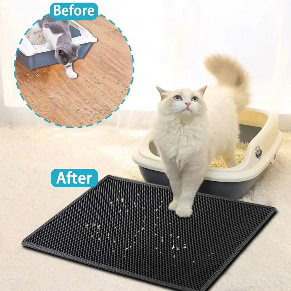 Tapis de litière Double couche Eva imperméable pour chat, lavable, antidérapant, filtre de bassin de sable, matelas de nettoyage, tapis de boîte pour chat, fournitures de nettoyage