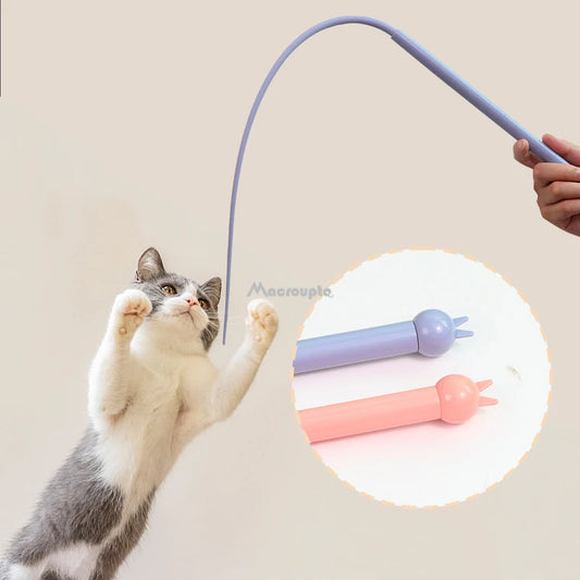 Cola de ratón simulada, juguete para gato, Teaser para gato, palo divertido de silicona, cola larga, juguetes interactivos para gatos, gatitos, productos para mascotas de caza