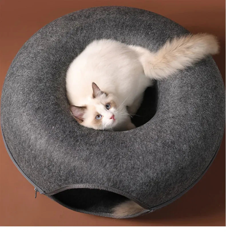 Cama para gatos Donut, túnel para Gato, juego interactivo, cama para gatos de doble uso, equipo deportivo para interiores, casa para adiestramiento de gatos